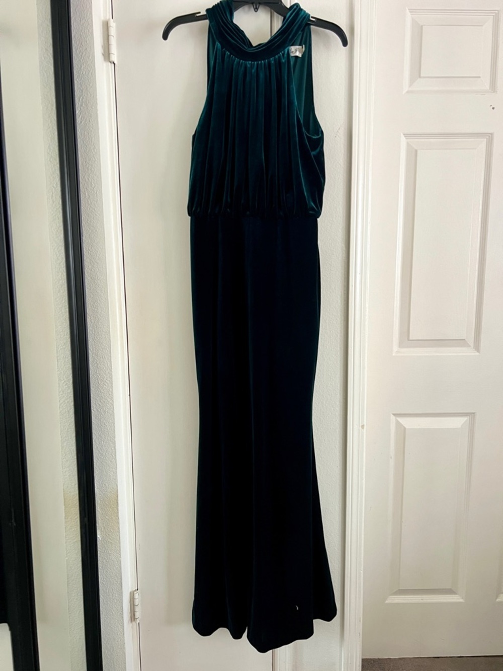 Eliza J Emerald Green Velvet Halter Maxi Dress